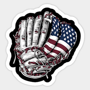 Baseball Gloves American Flag 4th Of July Sport Men Boys Sticker